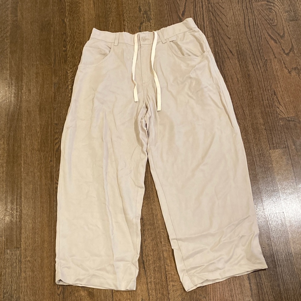 French Connection Light Tan Trousers with zipper and drawstring